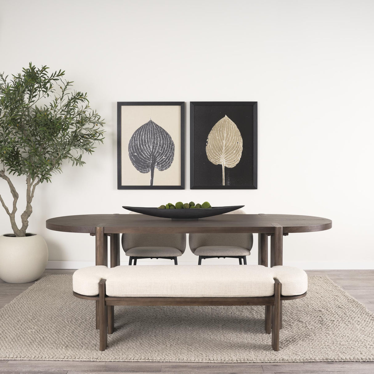 Mercana Sohan Dark Elm Wood Oval Dining Table