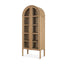 Mercana Callum Light Brown Elm Wood w/ Glass Doors Arched Curio Cabinet