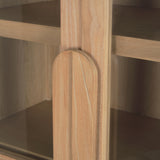 Mercana Callum Light Brown Elm Wood w/ Glass Doors Arched Curio Cabinet