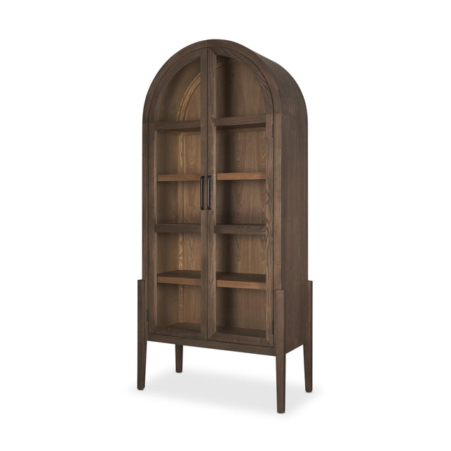 Mercana Teva Two Toned Dark w/Light Wood Arched Curio Cabinet