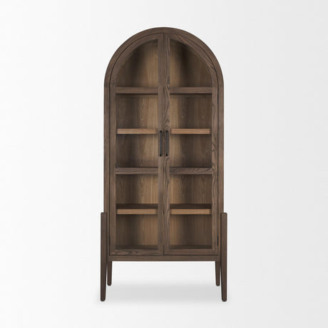 Mercana Teva Two Toned Dark w/Light Wood Arched Curio Cabinet