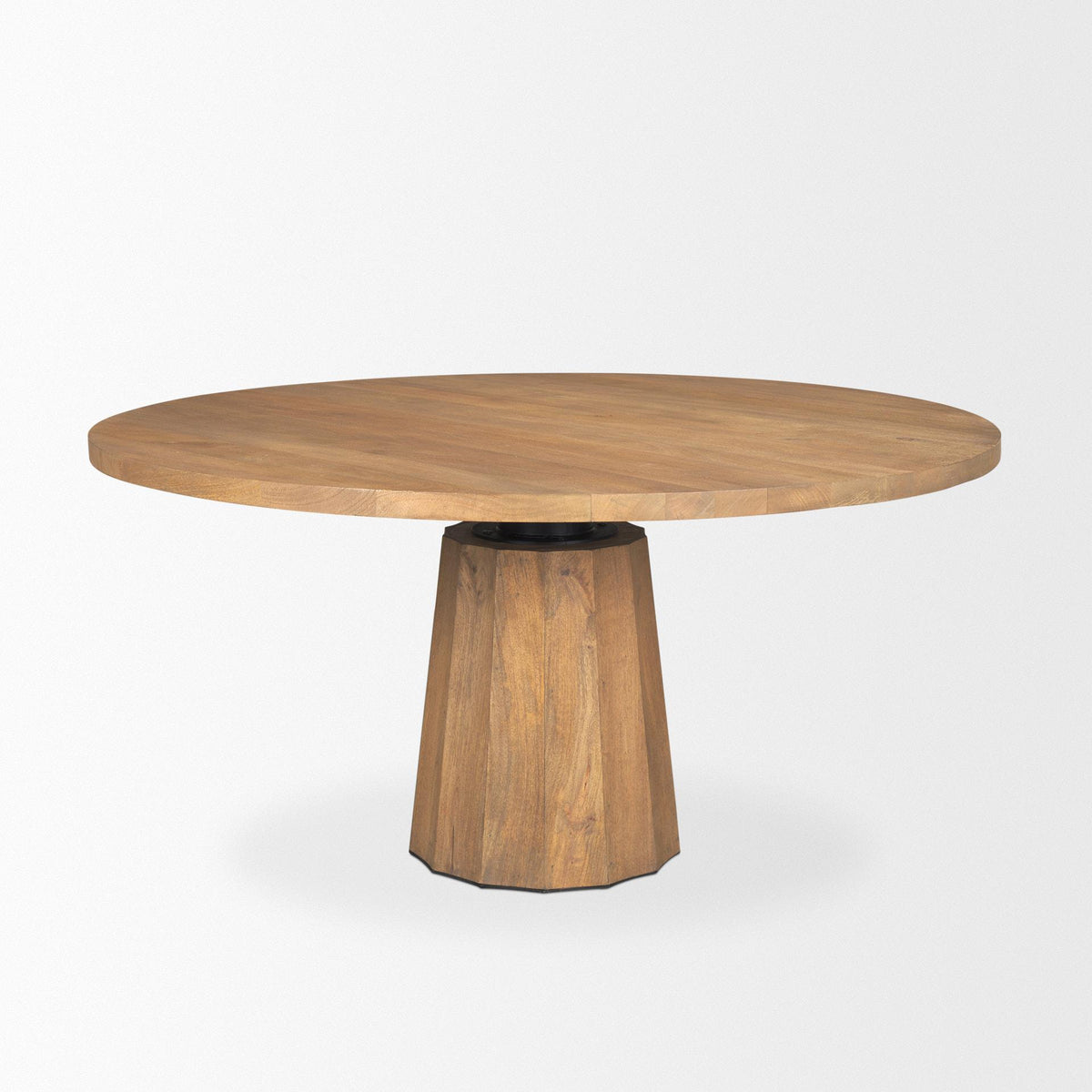 Mercana Swanson 60" Light Brown Wood Round Pedestal Dining Table