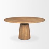 Mercana Swanson 60" Light Brown Wood Round Pedestal Dining Table
