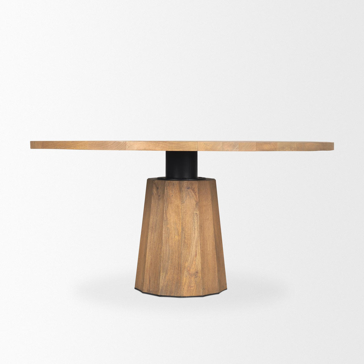 Mercana Swanson 60" Light Brown Wood Round Pedestal Dining Table