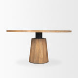 Mercana Swanson 60" Light Brown Wood Round Pedestal Dining Table