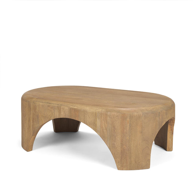 Mercana Shima Oval Light Brown Wood w/ Arched Legs Coffee Table