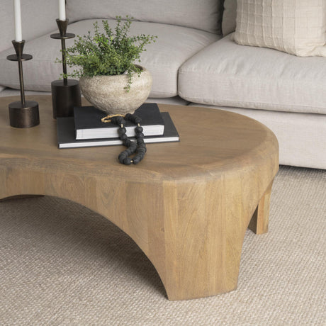 Mercana Shima Oval Light Brown Wood w/ Arched Legs Coffee Table