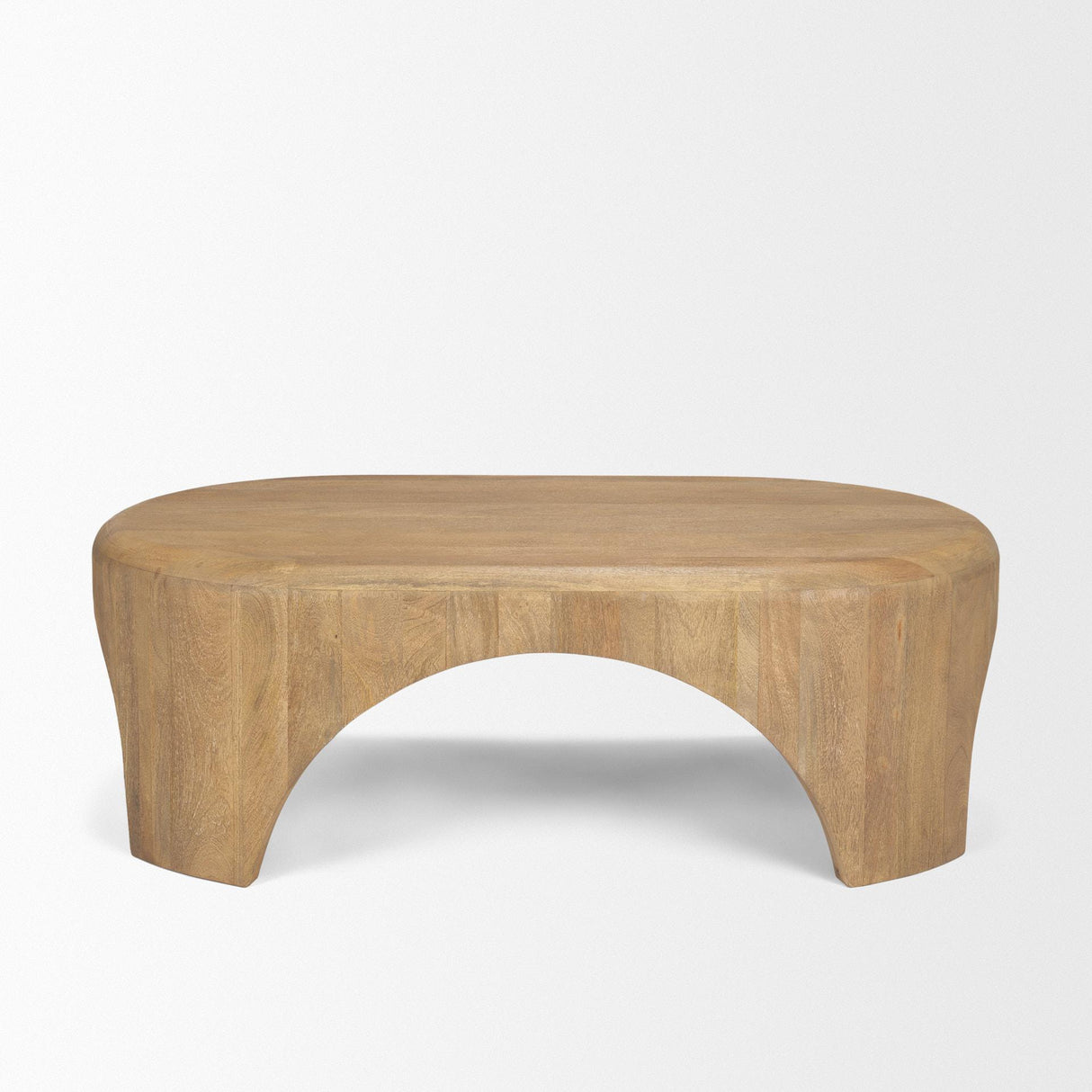 Mercana Shima Oval Light Brown Wood w/ Arched Legs Coffee Table