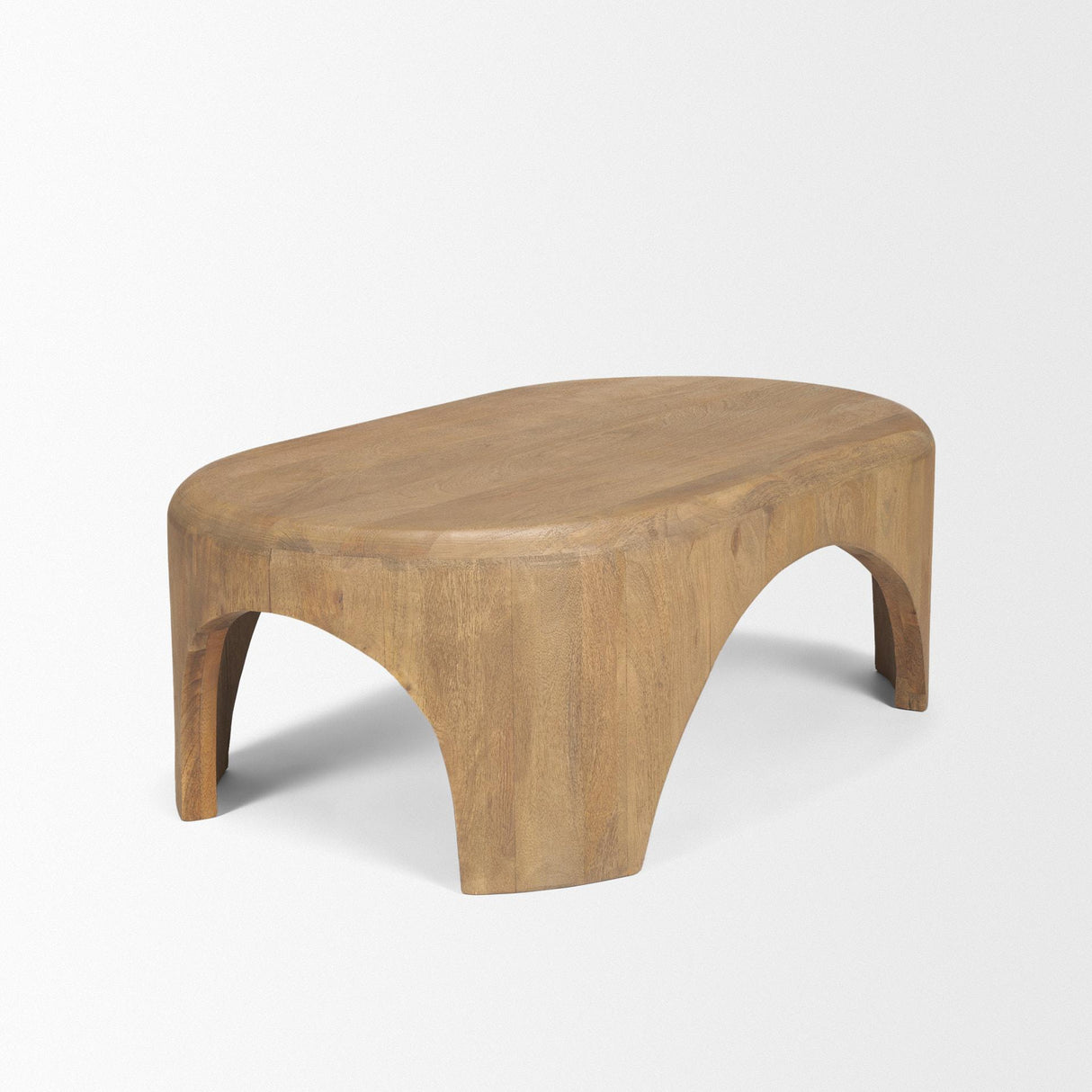 Mercana Shima Oval Light Brown Wood w/ Arched Legs Coffee Table