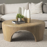 Mercana Shima Round Light Brown Wood W/Arched Legs Coffee Table