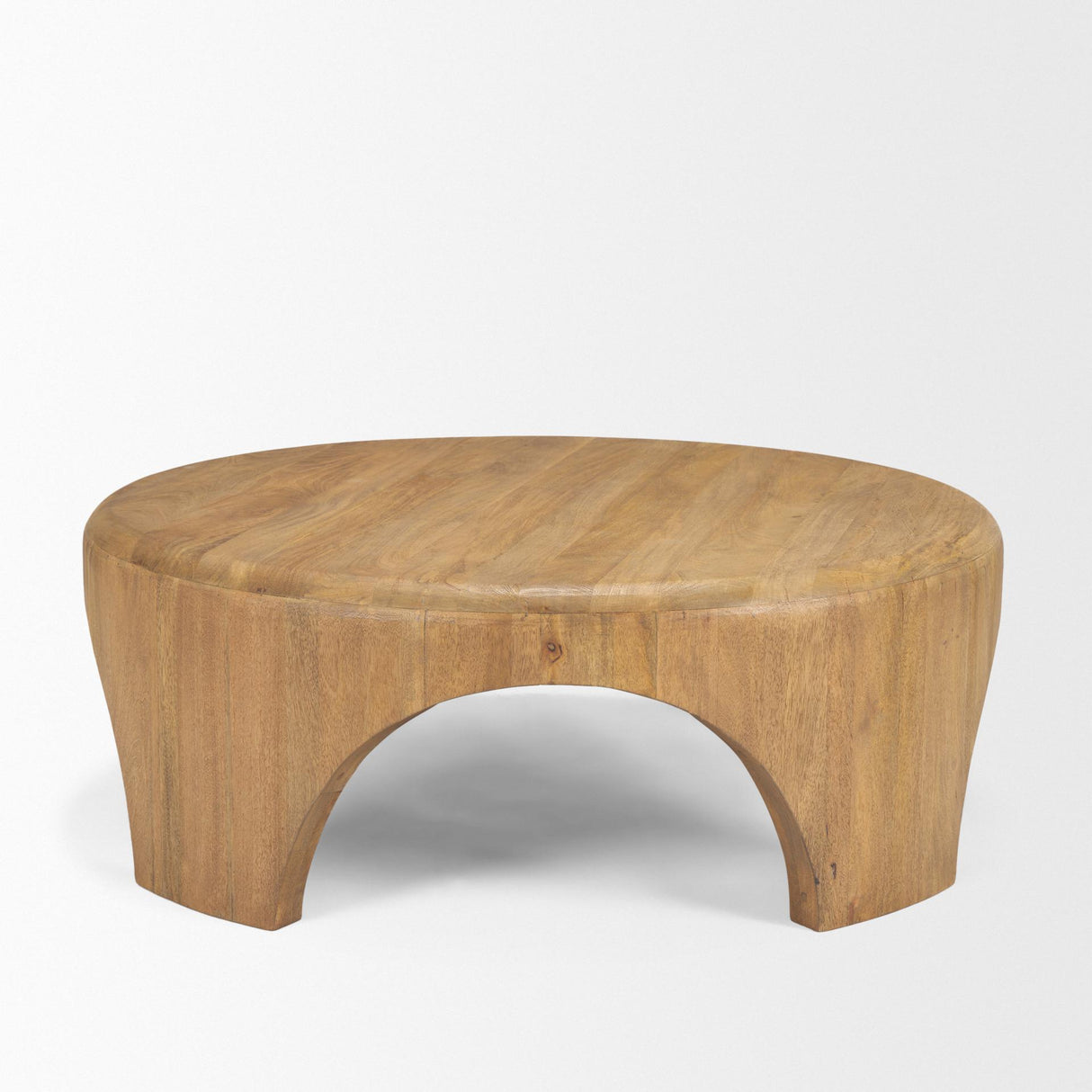 Mercana Shima Round Light Brown Wood W/Arched Legs Coffee Table