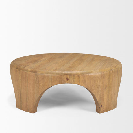 Mercana Shima Round Light Brown Wood W/Arched Legs Coffee Table