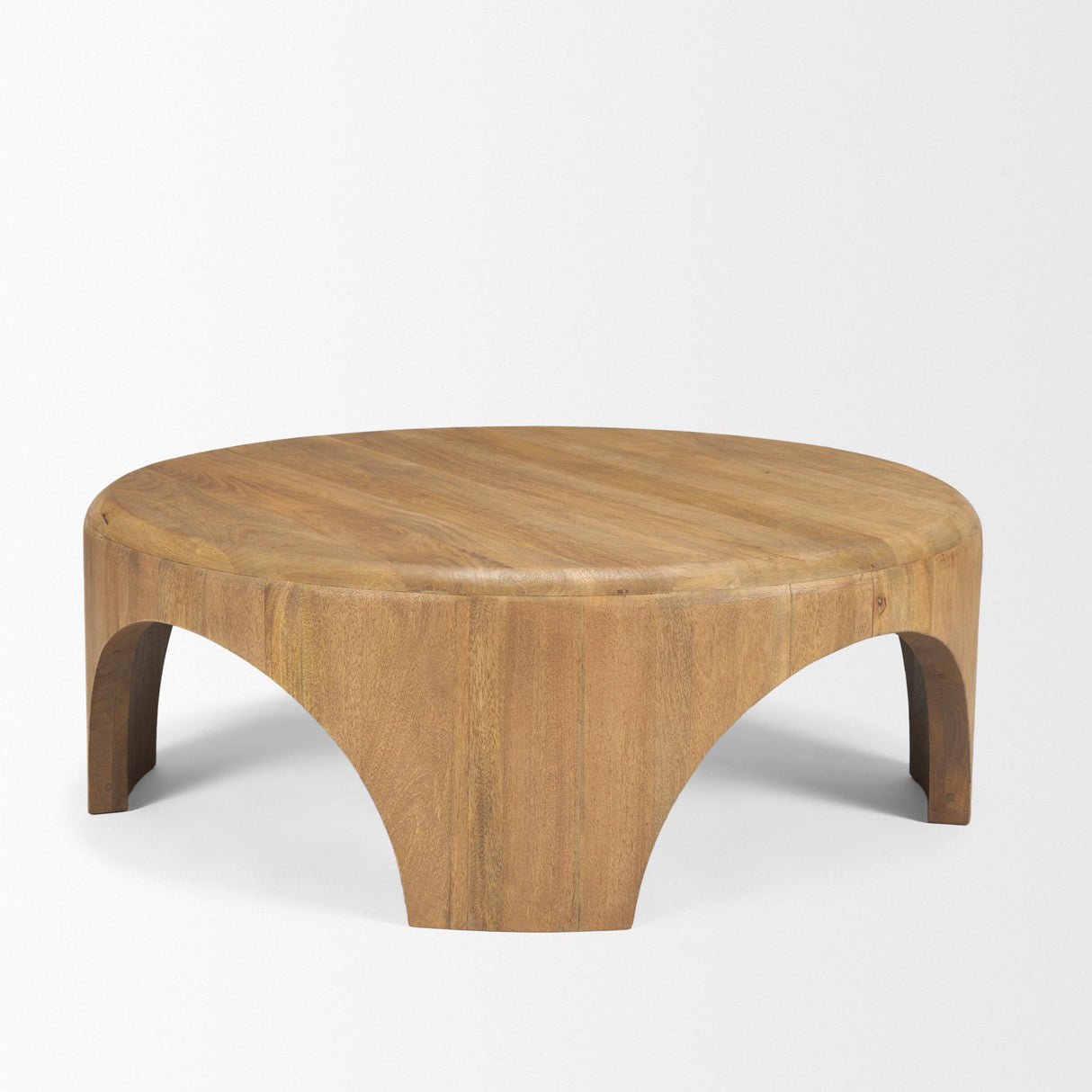 Mercana Shima Round Light Brown Wood W/Arched Legs Coffee Table