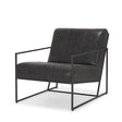 Mercana Stratton Gunmetal w/ Genuine Aged Black Leather Upholstered Accent Chair