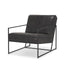 Mercana Stratton Gunmetal w/ Genuine Aged Black Leather Upholstered Accent Chair