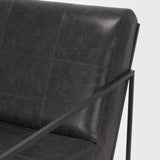 Mercana Stratton Gunmetal w/ Genuine Aged Black Leather Upholstered Accent Chair