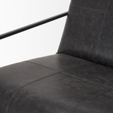 Mercana Stratton Gunmetal w/ Genuine Aged Black Leather Upholstered Accent Chair