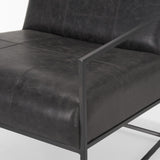 Mercana Stratton Gunmetal w/ Genuine Aged Black Leather Upholstered Accent Chair