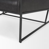 Mercana Stratton Gunmetal w/ Genuine Aged Black Leather Upholstered Accent Chair