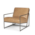 Mercana Stratton Gunmetal w/ Genuine Brown Leather Upholstered Accent Chair