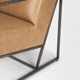 Mercana Stratton Gunmetal w/ Genuine Brown Leather Upholstered Accent Chair
