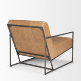 Mercana Stratton Gunmetal w/ Genuine Brown Leather Upholstered Accent Chair