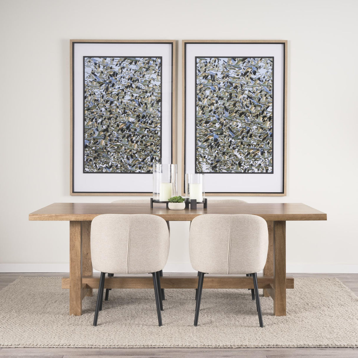 Mercana Suke Rectangular Natural Wood Trestle Dining Table
