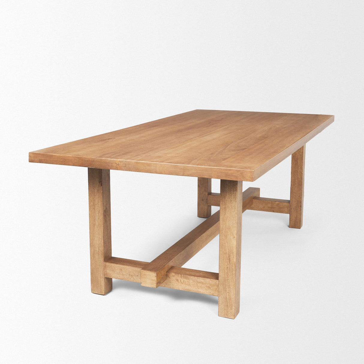 Mercana Suke Rectangular Natural Wood Trestle Dining Table