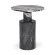 Mercana Taite Solid Dark Gray Marble Pedestal Accent Table