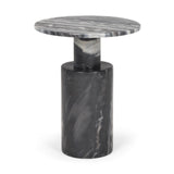 Mercana Taite Solid Dark Gray Marble Pedestal Accent Table