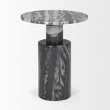 Mercana Taite Solid Dark Gray Marble Pedestal Accent Table