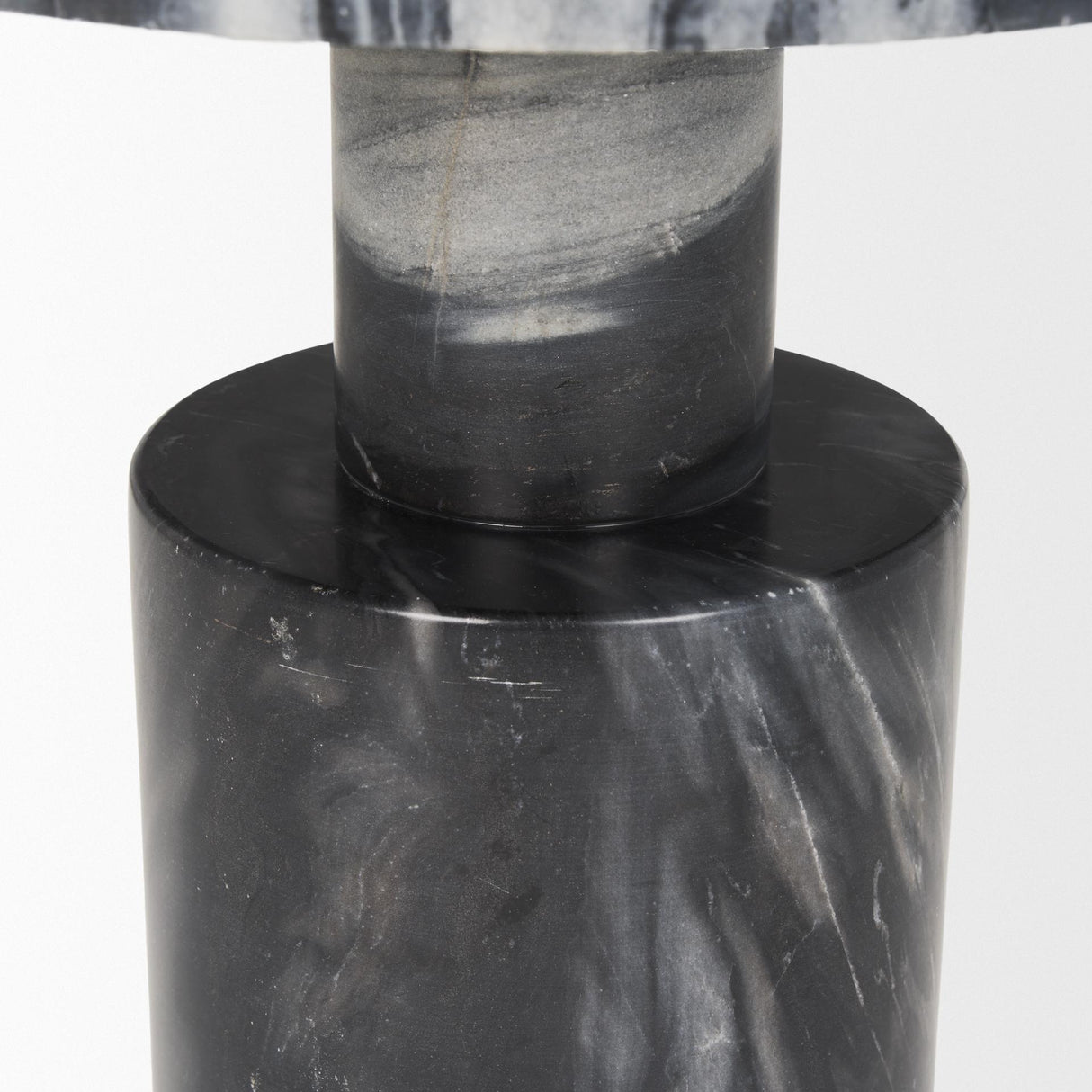 Mercana Taite Solid Dark Gray Marble Pedestal Accent Table