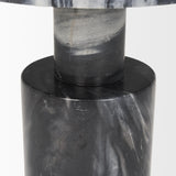 Mercana Taite Solid Dark Gray Marble Pedestal Accent Table