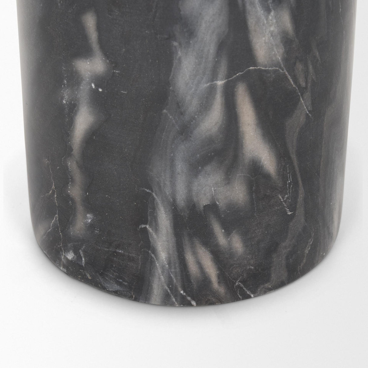 Mercana Taite Solid Dark Gray Marble Pedestal Accent Table