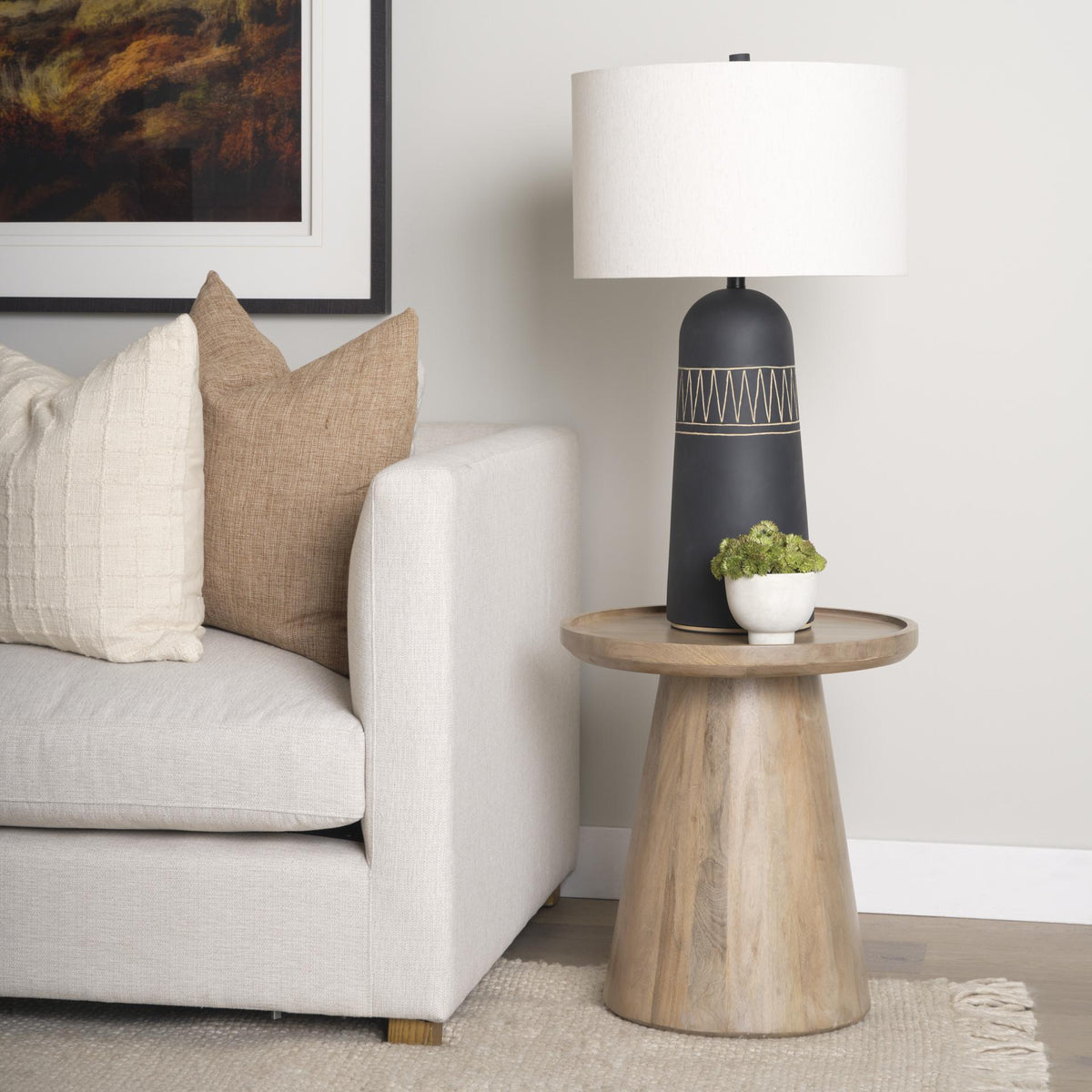 Mercana Takoda Light Brown Wood Tapered Drum Accent Table