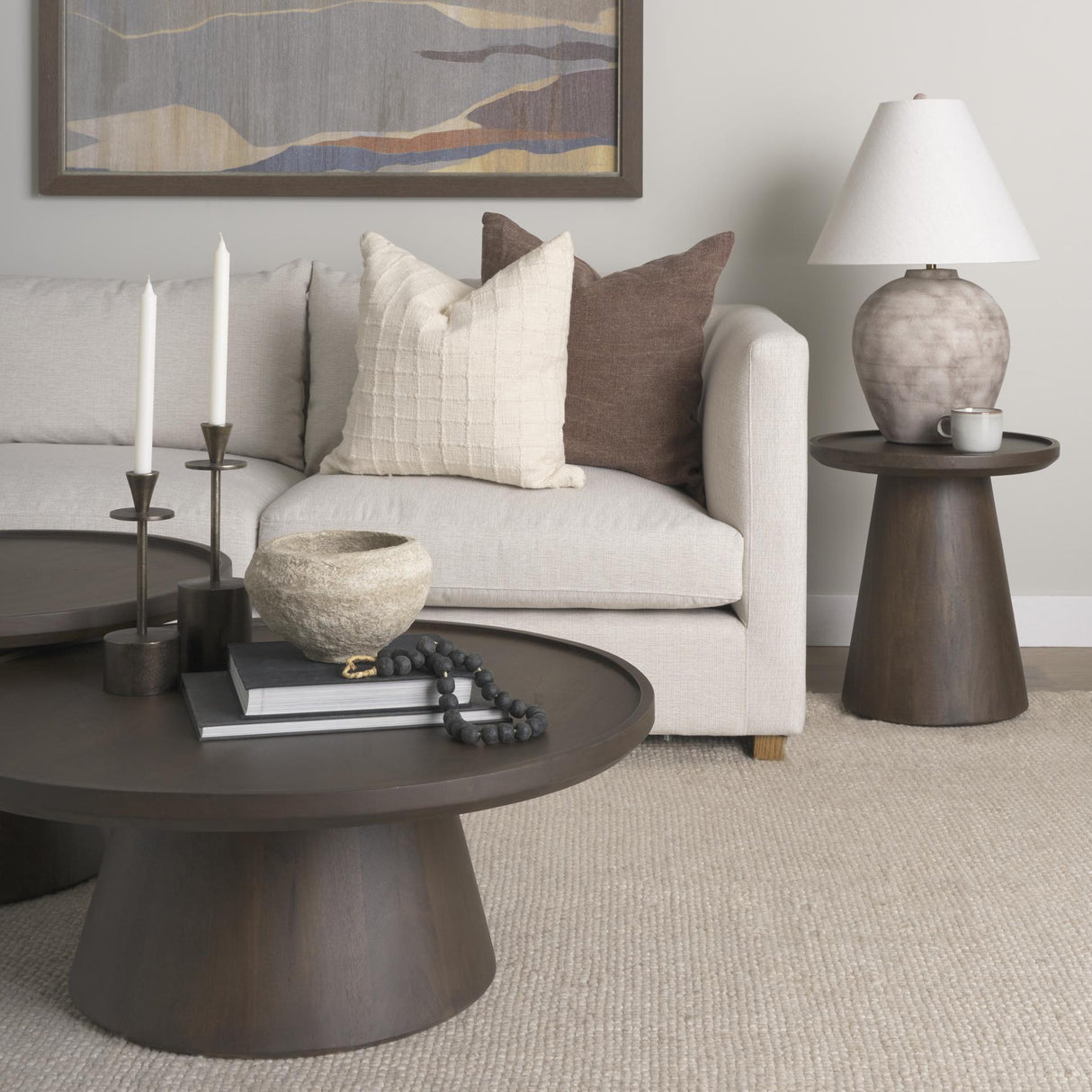 Mercana Takoda Dark Brown Wood Tapered Drum Accent Table