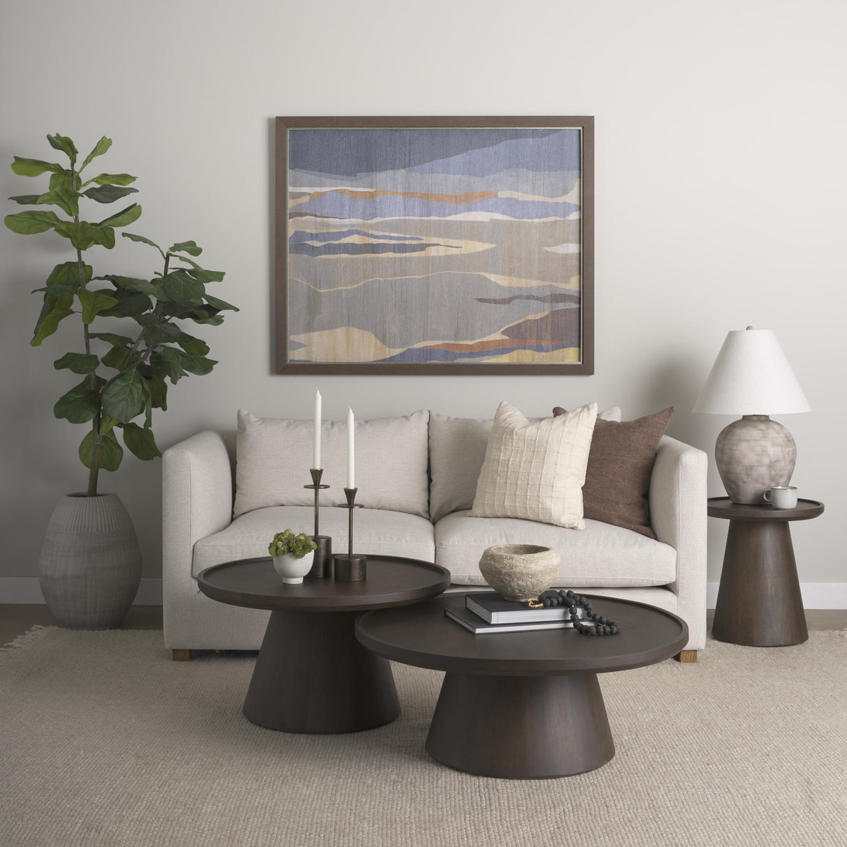 Mercana Takoda Dark Brown Wood Tapered Drum Accent Table
