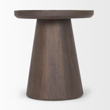 Mercana Takoda Dark Brown Wood Tapered Drum Accent Table