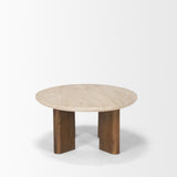 Mercana Syona Travertine + Mango Wood leg Oval Coffee table