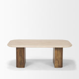 Mercana Symona Travertine and Mango Wood Rectangle Coffee Table