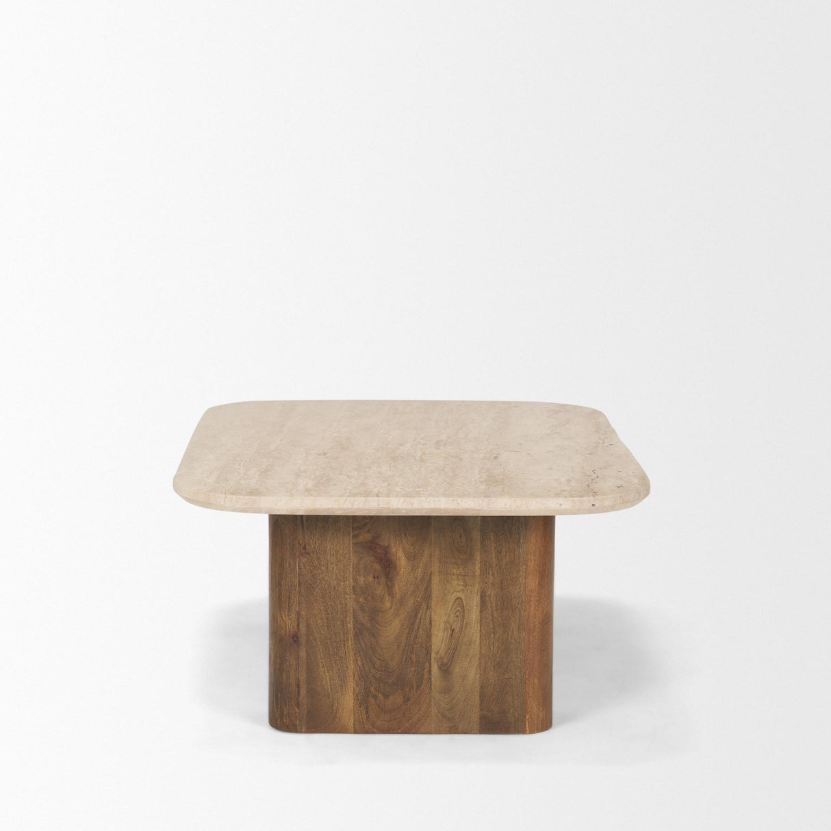 Mercana Symona Travertine and Mango Wood Rectangle Coffee Table
