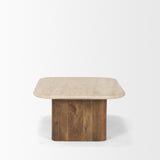 Mercana Symona Travertine and Mango Wood Rectangle Coffee Table