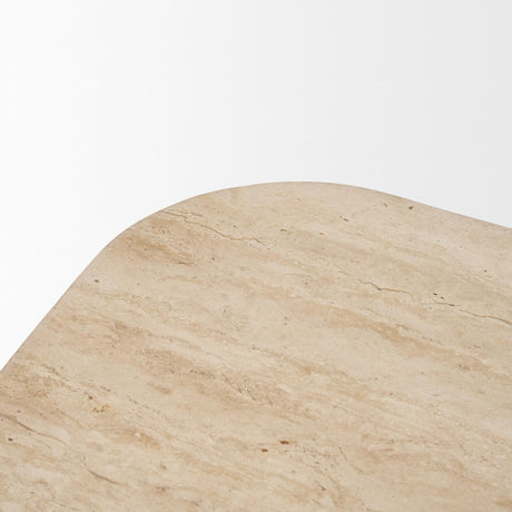 Mercana Symona Travertine and Mango Wood Rectangle Coffee Table