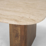 Mercana Symona Travertine and Mango Wood Rectangle Coffee Table