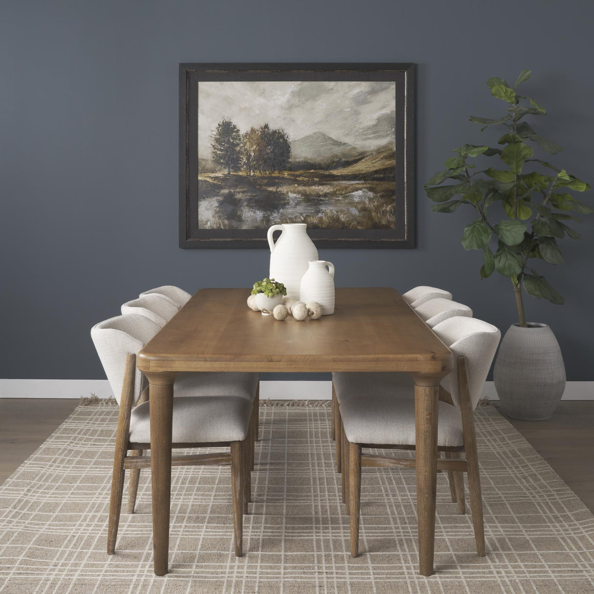 Mercana Suvan 84L Light Brown Rectangular Oak Wood Dining Table