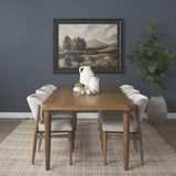 Mercana Suvan 84L Light Brown Rectangular Oak Wood Dining Table