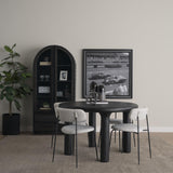 Mercana Soma Textured Black Acacia Wood Round Dining Table