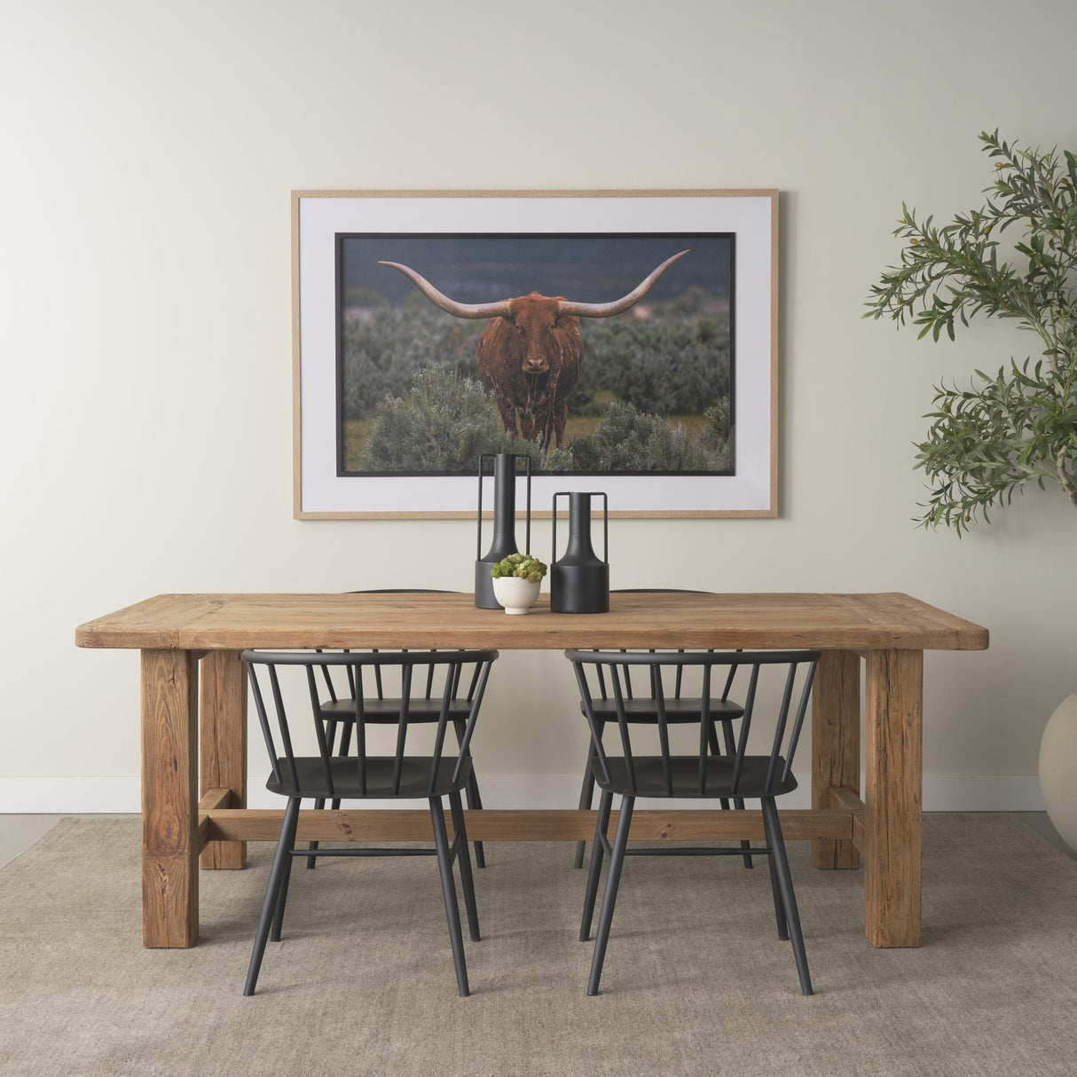 Mercana Stetson 84" Rectangular Natural Brown Wood Dining Table