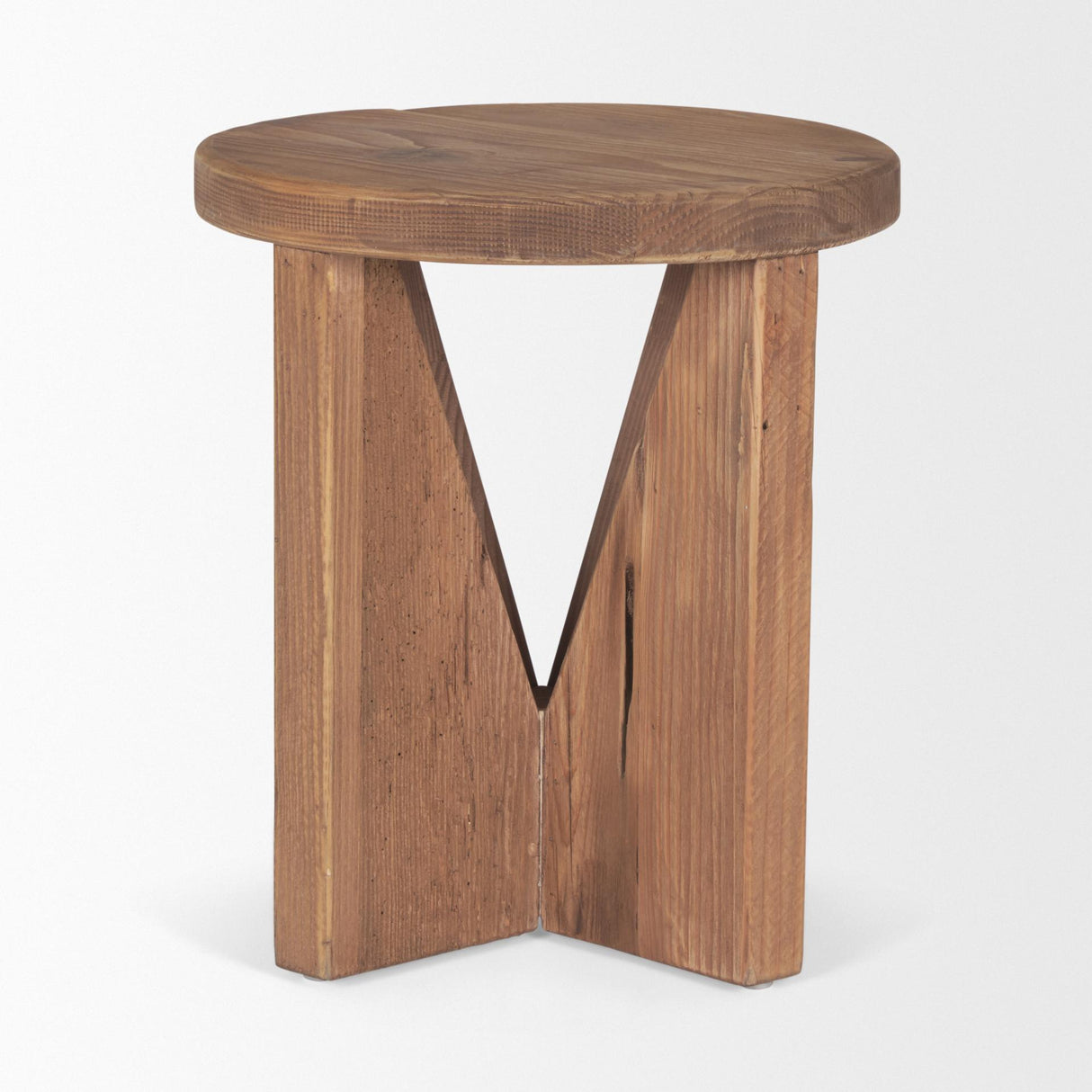 Mercana Tahlia Round Natural Brown Wood w/ Angled Legs Stool