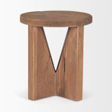 Mercana Tahlia Round Natural Brown Wood w/ Angled Legs Stool